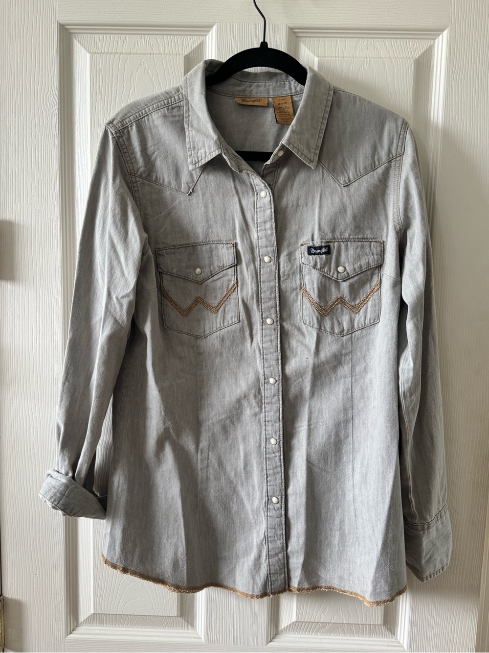 Wrangler Light Gray Western Button-Down Shirt